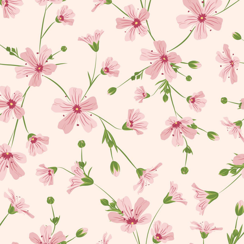 Schöne Blumenäste Wandtapete für das Mädchenzimmer, helle Farbe, benutzerdefinierter Druck
