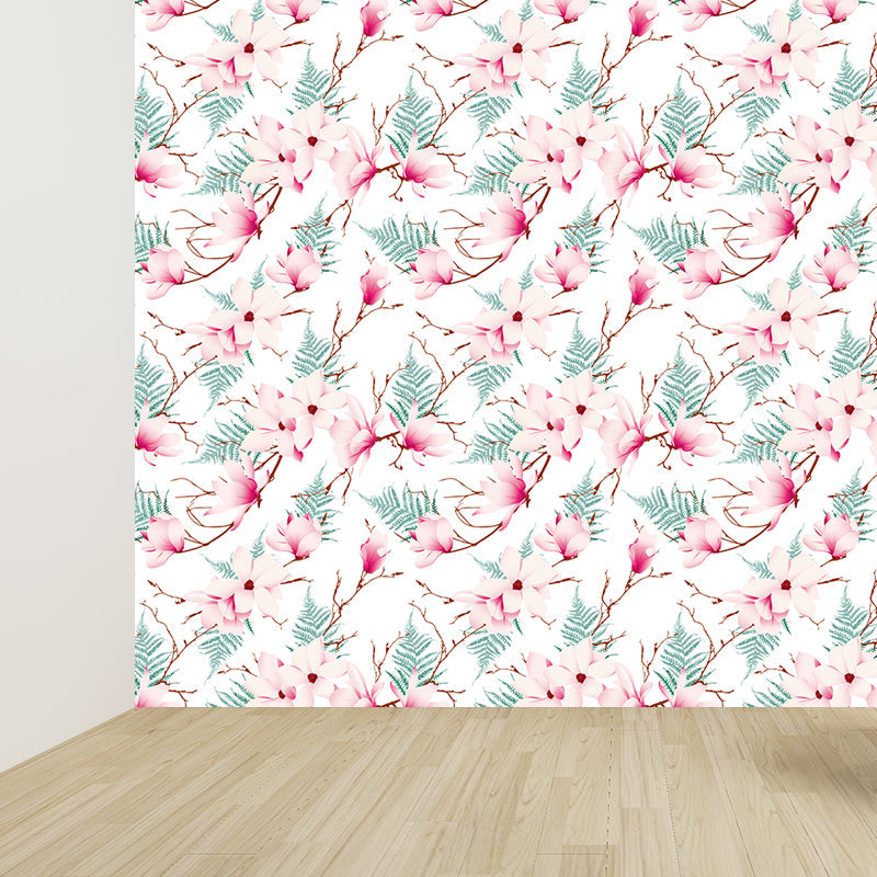 Schöne Blumenäste Wandtapete für das Mädchenzimmer, helle Farbe, benutzerdefinierter Druck