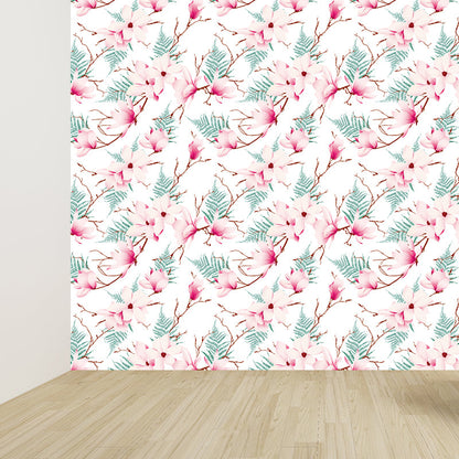 Schöne Blumenäste Wandtapete für das Mädchenzimmer, helle Farbe, benutzerdefinierter Druck