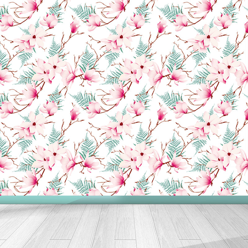 Schöne Blumenäste Wandtapete für das Mädchenzimmer, helle Farbe, benutzerdefinierter Druck
