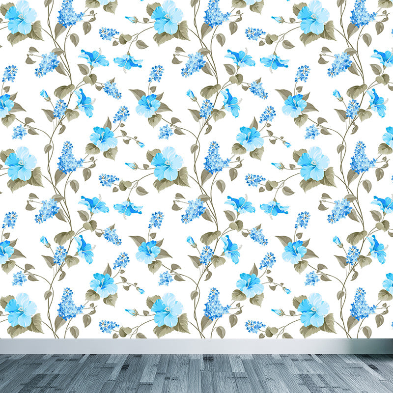Schöne Blumenäste Wandtapete für das Mädchenzimmer, helle Farbe, benutzerdefinierter Druck