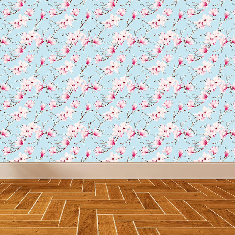 Schöne Blumenäste Wandtapete für das Mädchenzimmer, helle Farbe, benutzerdefinierter Druck