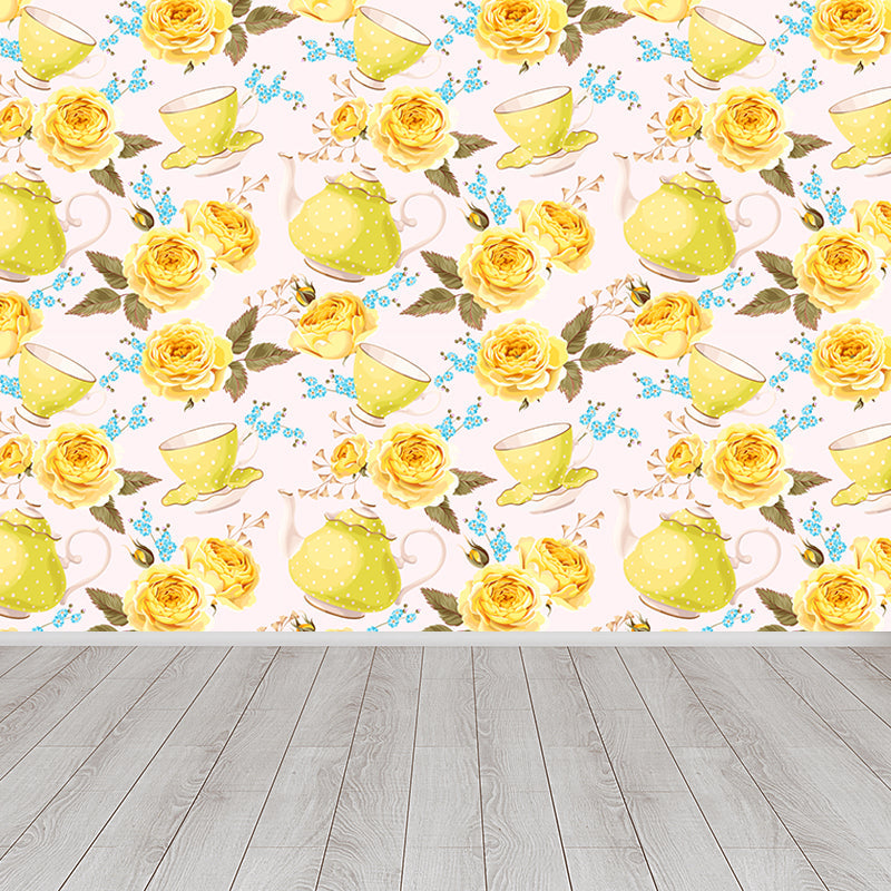 Frendorf | Stijlvolle Rozenbloesem Wandbehang Muurkunst Pastel Kleur Bloemen Wandbedekking voor Slaapkamer