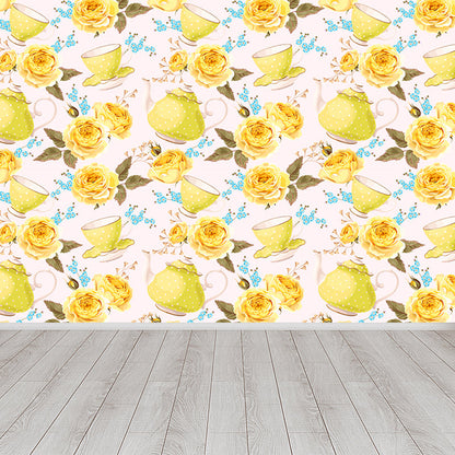 Frendorf | Stijlvolle Rozenbloesem Wandbehang Muurkunst Pastel Kleur Bloemen Wandbedekking voor Slaapkamer