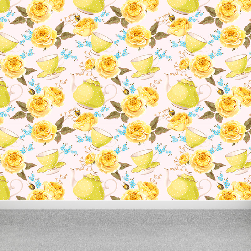 Frendorf | Stijlvolle Rozenbloesem Wandbehang Muurkunst Pastel Kleur Bloemen Wandbedekking voor Slaapkamer