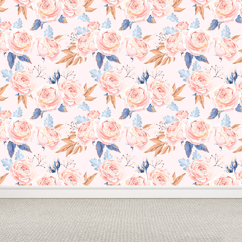 Ganzrose Wandverkleidung Wandbild Wohnzimmer Blumen Wandkunst in sanften Farben für Dekoration