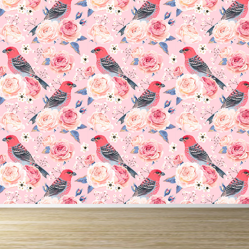 Ganzrose Wandverkleidung Wandbild Wohnzimmer Blumen Wandkunst in sanften Farben für Dekoration