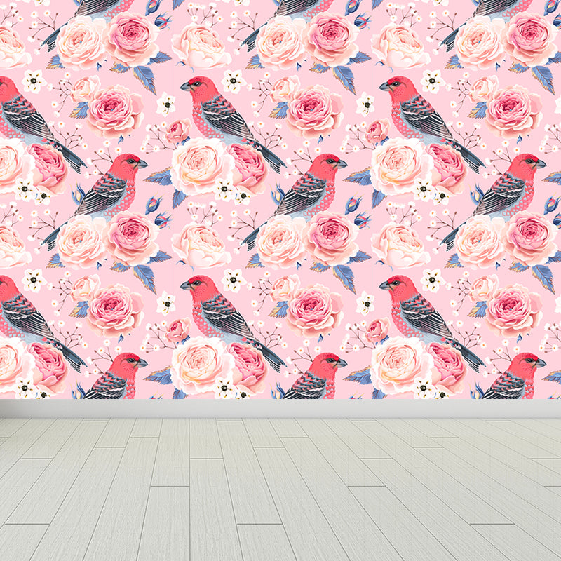 Ganzrose Wandverkleidung Wandbild Wohnzimmer Blumen Wandkunst in sanften Farben für Dekoration