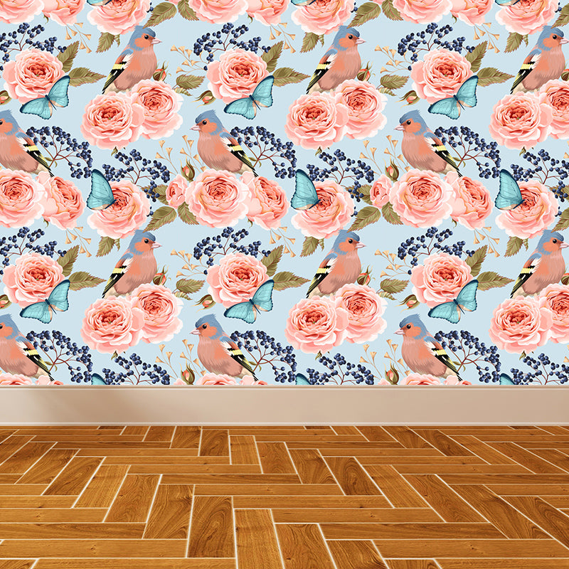 Ganzrose Wandverkleidung Wandbild Wohnzimmer Blumen Wandkunst in sanften Farben für Dekoration