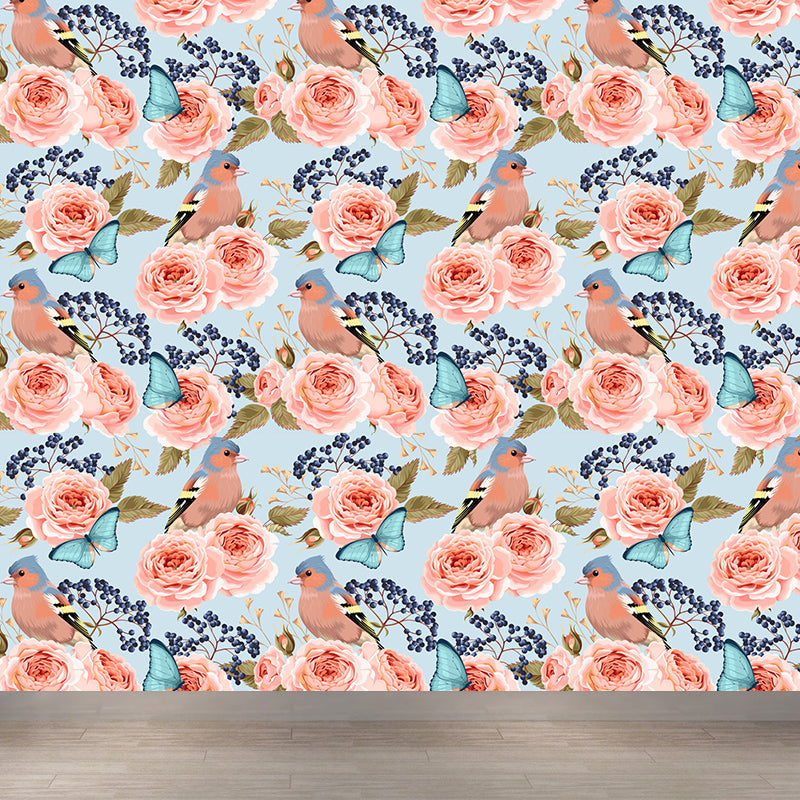 Ganzrose Wandverkleidung Wandbild Wohnzimmer Blumen Wandkunst in sanften Farben für Dekoration