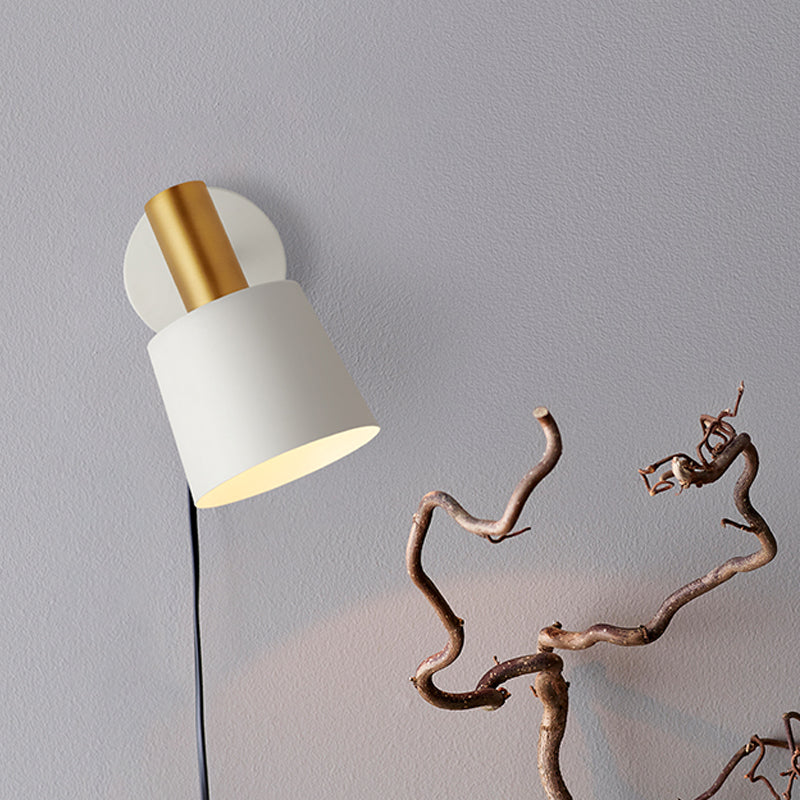 Frendorf | Metallische Trommel Wandleuchte Modernist 1-Licht Wandmontierte Lampe in Weiß/Grün für Schlafzimmer