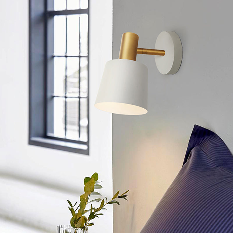 Frendorf | Metallische Trommel Wandleuchte Modernist 1-Licht Wandmontierte Lampe in Weiß/Grün für Schlafzimmer