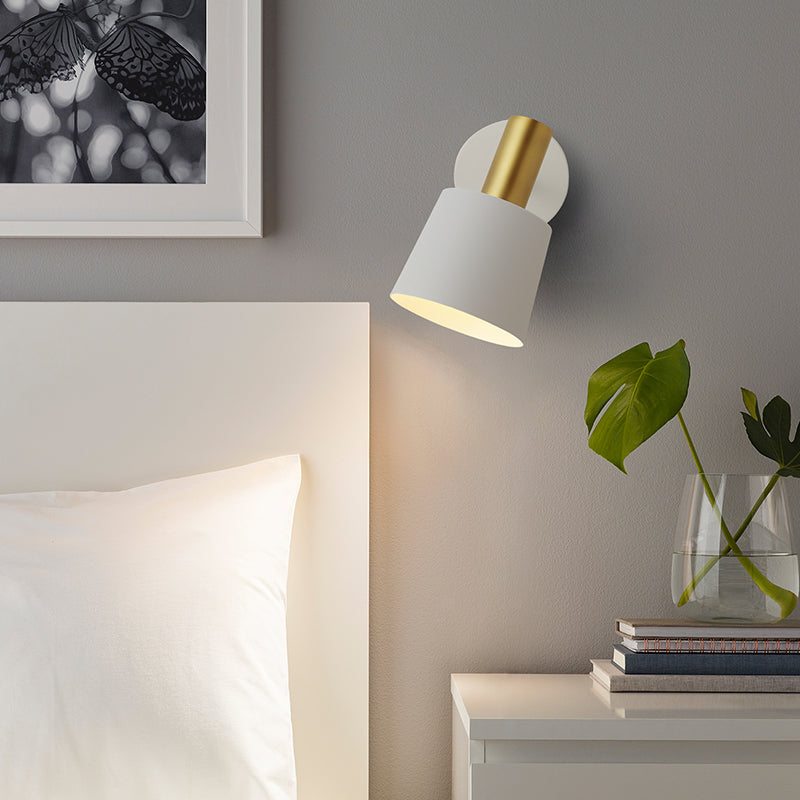 Frendorf | Metallische Trommel Wandleuchte Modernist 1-Licht Wandmontierte Lampe in Weiß/Grün für Schlafzimmer
