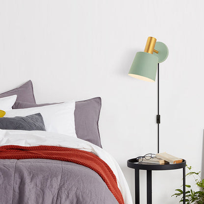 Frendorf | Metallische Trommel Wandleuchte Modernist 1-Licht Wandmontierte Lampe in Weiß/Grün für Schlafzimmer