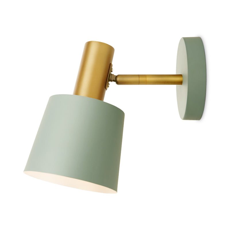 Frendorf | Metallische Trommel Wandleuchte Modernist 1-Licht Wandmontierte Lampe in Weiß/Grün für Schlafzimmer