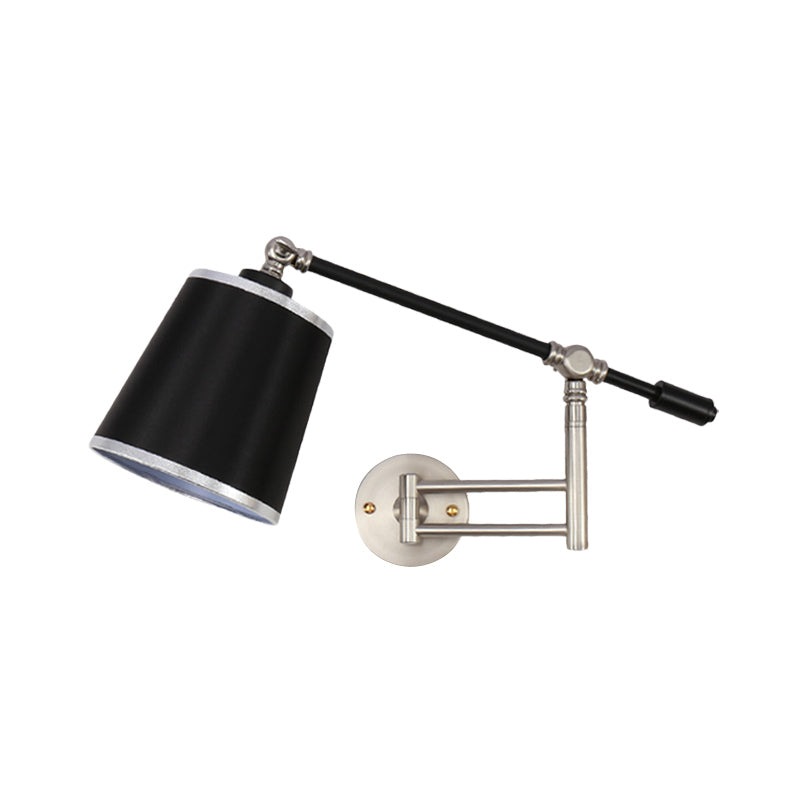 Gold/Silber Rotierbare Arm Wand sconce Licht Armatur Metall 1 Glühbirne Schlafzimmer Wandmontierte Lampe mit schwarzem Barrel Schirm