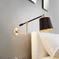 Gold/Silber Rotierbare Arm Wand sconce Licht Armatur Metall 1 Glühbirne Schlafzimmer Wandmontierte Lampe mit schwarzem Barrel Schirm