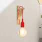 Frendorf | Einzelne Exposed Bulb Wandmontierte Lampe Lager Schwarz/Grau/Rot Silikagel Wandleuchte mit Holz-Dreiecksträger