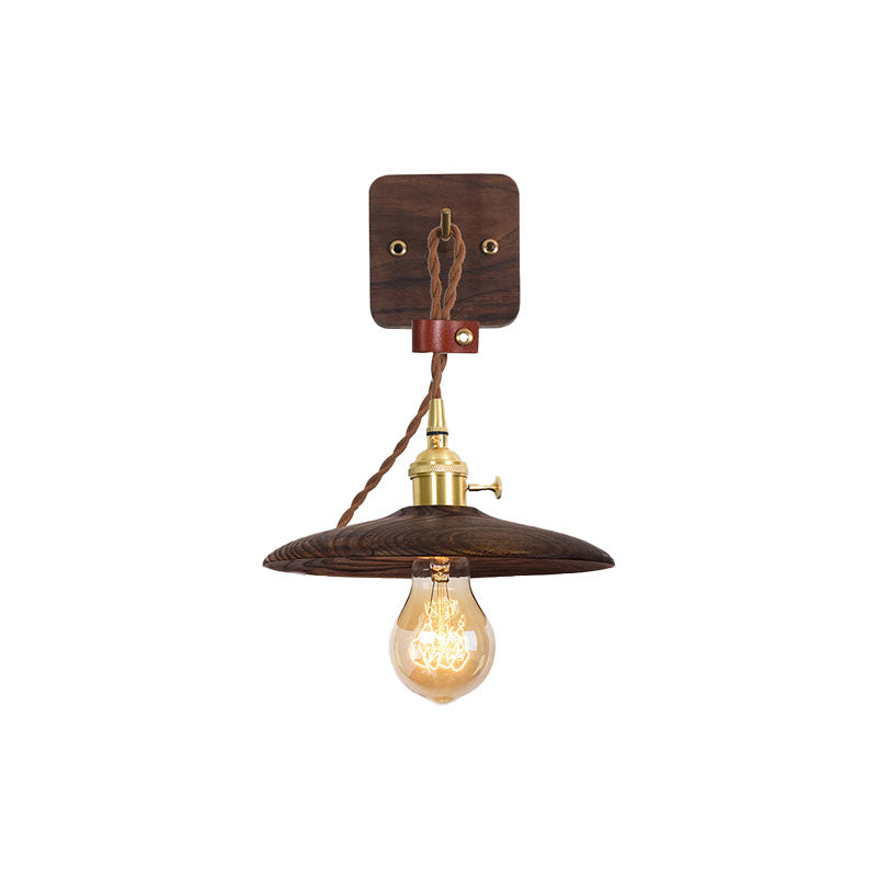 Frendorf | Holztablett Stecker-Wandbeleuchtung Ideen Ländlich 1 Glühbirne 8"/10" Breit Nachttisch Wandleuchte in Braun mit extra langem Kabel