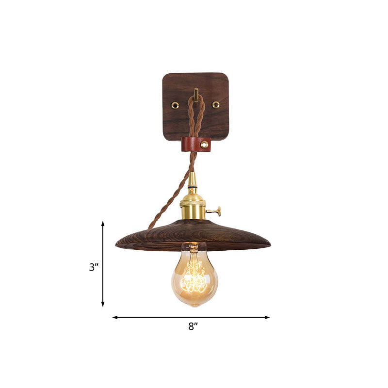 Frendorf | Holztablett Stecker-Wandbeleuchtung Ideen Ländlich 1 Glühbirne 8"/10" Breit Nachttisch Wandleuchte in Braun mit extra langem Kabel