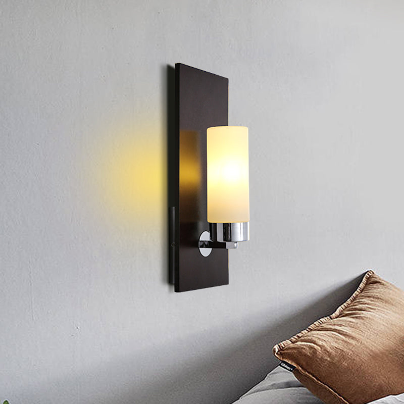 Frendorf | Chroom/Zwart Cilinder Wandlamp Traditioneel 1 Kop Woonkamer Wandgemonteerd Verlichtingsarmatuur met Rechthoekige Achterplaat