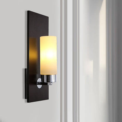Frendorf | Chroom/Zwart Cilinder Wandlamp Traditioneel 1 Kop Woonkamer Wandgemonteerd Verlichtingsarmatuur met Rechthoekige Achterplaat
