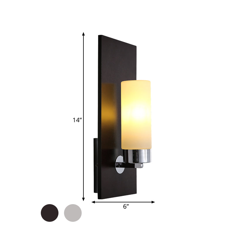 Frendorf | Chroom/Zwart Cilinder Wandlamp Traditioneel 1 Kop Woonkamer Wandgemonteerd Verlichtingsarmatuur met Rechthoekige Achterplaat