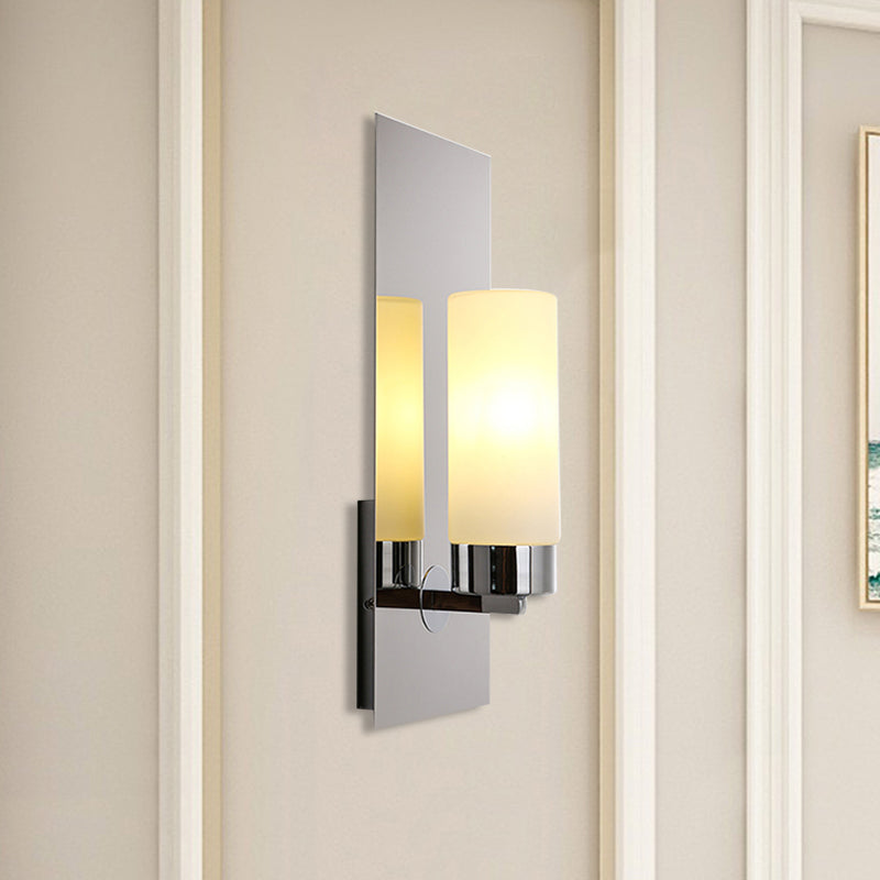 Frendorf | Chroom/Zwart Cilinder Wandlamp Traditioneel 1 Kop Woonkamer Wandgemonteerd Verlichtingsarmatuur met Rechthoekige Achterplaat