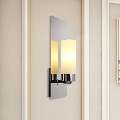 Frendorf | Chroom/Zwart Cilinder Wandlamp Traditioneel 1 Kop Woonkamer Wandgemonteerd Verlichtingsarmatuur met Rechthoekige Achterplaat