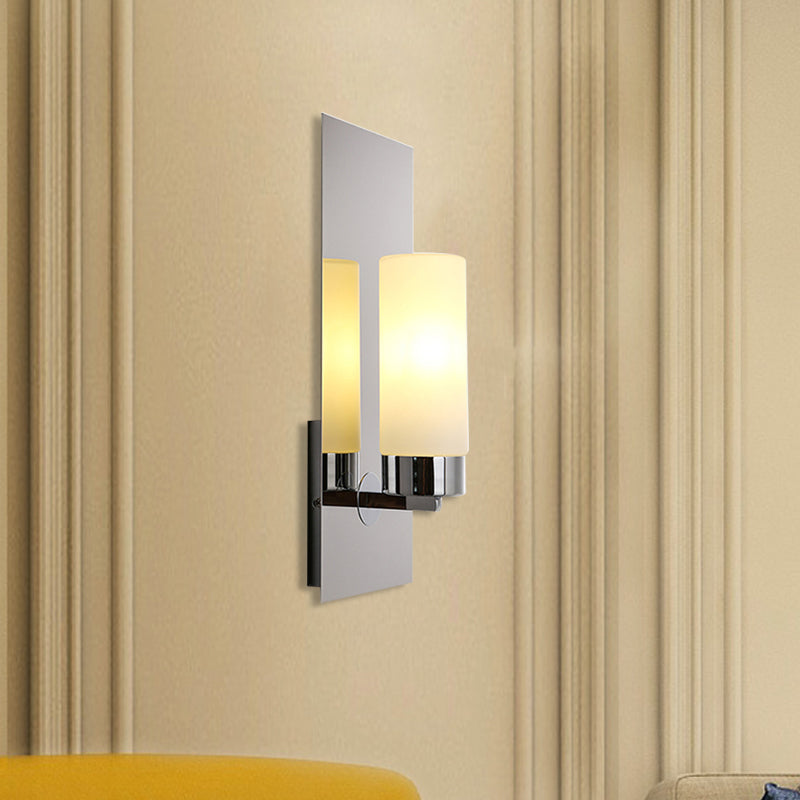 Frendorf | Chroom/Zwart Cilinder Wandlamp Traditioneel 1 Kop Woonkamer Wandgemonteerd Verlichtingsarmatuur met Rechthoekige Achterplaat