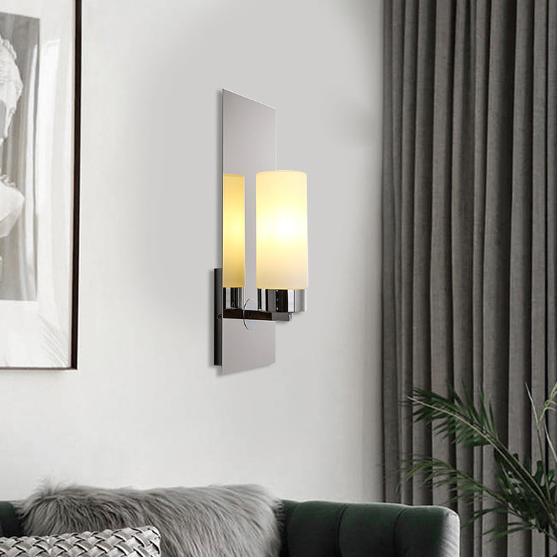Frendorf | Chroom/Zwart Cilinder Wandlamp Traditioneel 1 Kop Woonkamer Wandgemonteerd Verlichtingsarmatuur met Rechthoekige Achterplaat
