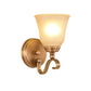 Frendorf | Frosted Glass Gold Wall Lamp Bell 1/2-Light Kolonialismus Wandleuchte mit Metall gebogenem Arm