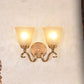 Frendorf | Frosted Glass Gold Wall Lamp Bell 1/2-Light Kolonialismus Wandleuchte mit Metall gebogenem Arm