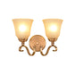 Frendorf | Frosted Glass Gold Wall Lamp Bell 1/2-Light Kolonialismus Wandleuchte mit Metall gebogenem Arm