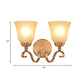 Frendorf | Frosted Glass Gold Wall Lamp Bell 1/2-Light Kolonialismus Wandleuchte mit Metall gebogenem Arm