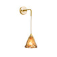 Frendorf | Tan Glas Cone/Trapez/Flach Sconce Kolonialismus 1-Lichter Wohnzimmer Wandmontage Leuchte in Gold mit Kabel