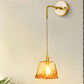 Frendorf | Tan Glas Cone/Trapez/Flach Sconce Kolonialismus 1-Lichter Wohnzimmer Wandmontage Leuchte in Gold mit Kabel