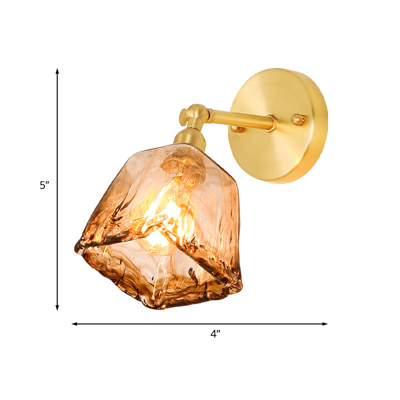 Frendorf | Tan Glass Gold Wandlamp Schaduw Schotel/Mond/Trapezium 1-Kop Koloniale Wandarmatuur Verlichting Voor Slaapkamer