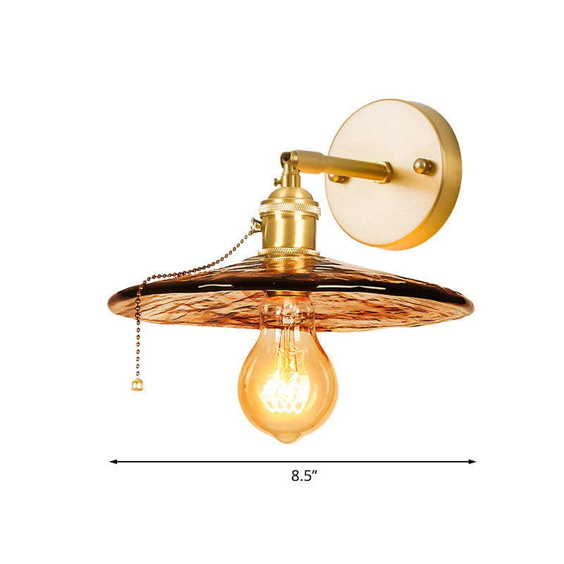 Frendorf | Tan Glass Gold Wandlamp Schaduw Schotel/Mond/Trapezium 1-Kop Koloniale Wandarmatuur Verlichting Voor Slaapkamer