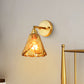 Frendorf | Tan Glass Gold Wandlamp Schaduw Schotel/Mond/Trapezium 1-Kop Koloniale Wandarmatuur Verlichting Voor Slaapkamer