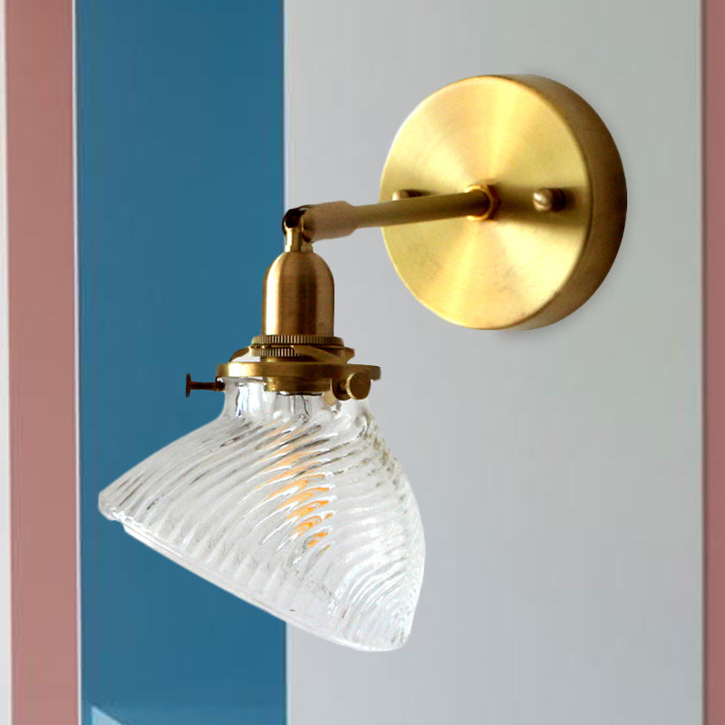 Frendorf | 1 Licht Wandlamp Kolonialisme Gebogen Kom Helder/Groen Prismatisch Glas Wandarmatuur Verlichting Fixture