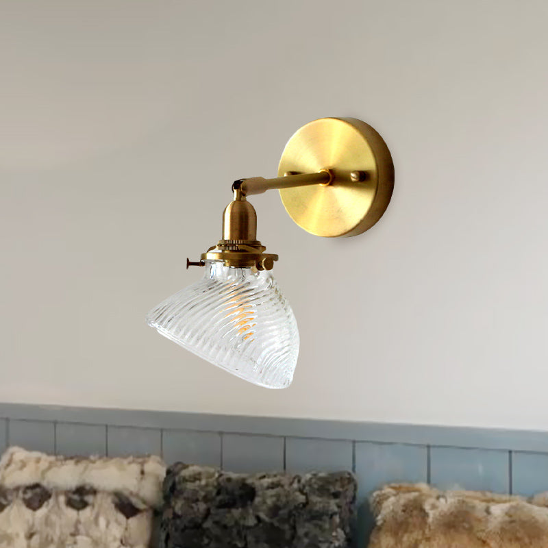 Frendorf | 1 Licht Wandlamp Kolonialisme Gebogen Kom Helder/Groen Prismatisch Glas Wandarmatuur Verlichting Fixture