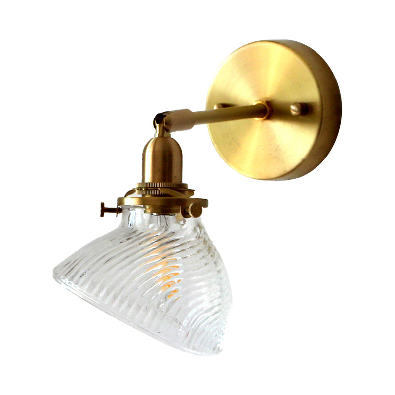 Frendorf | 1 Licht Wandlamp Kolonialisme Gebogen Kom Helder/Groen Prismatisch Glas Wandarmatuur Verlichting Fixture