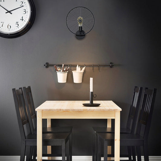 Frendorf | 1 Glühbirne Metall Wandbeleuchtung Vintage Schwarze Ausführung Rad Restaurant Wandlampe