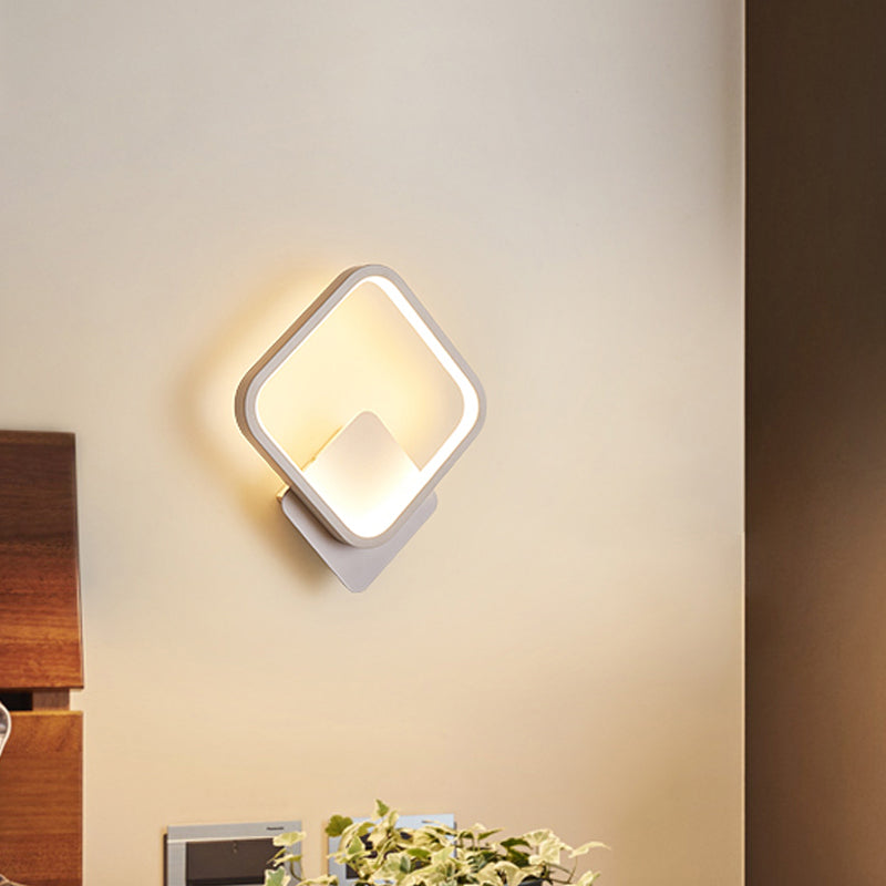 Frendorf | Fillet Quadrat Ring Acryl Wandleuchte Einfachheit Weiß LED Wandmontierte Lampe in Warm/Weiß Licht, 10"/12" Breit