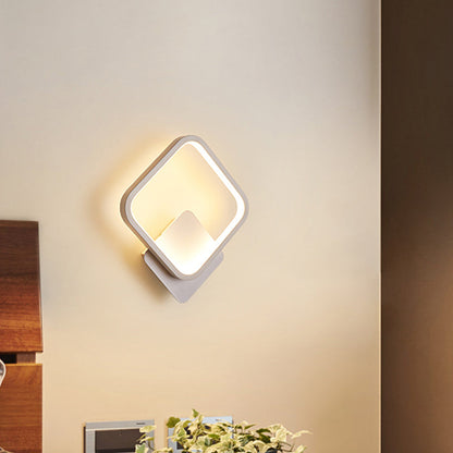 Frendorf | Fillet Quadrat Ring Acryl Wandleuchte Einfachheit Weiß LED Wandmontierte Lampe in Warm/Weiß Licht, 10"/12" Breit