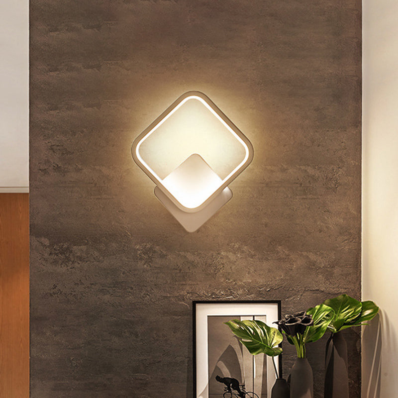 Frendorf | Fillet Quadrat Ring Acryl Wandleuchte Einfachheit Weiß LED Wandmontierte Lampe in Warm/Weiß Licht, 10"/12" Breit