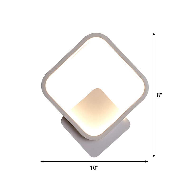 Frendorf | Fillet Quadrat Ring Acryl Wandleuchte Einfachheit Weiß LED Wandmontierte Lampe in Warm/Weiß Licht, 10"/12" Breit