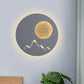 Frendorf | Mini Rund/Rechteck Dünn LED Deckenleuchte Nordic Metall Schlafzimmer Wandlampe Sconces in Schwarz/Weiß/Grau mit Vollmond-Bergmuster