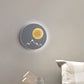 Frendorf | Mini Rund/Rechteck Dünn LED Deckenleuchte Nordic Metall Schlafzimmer Wandlampe Sconces in Schwarz/Weiß/Grau mit Vollmond-Bergmuster